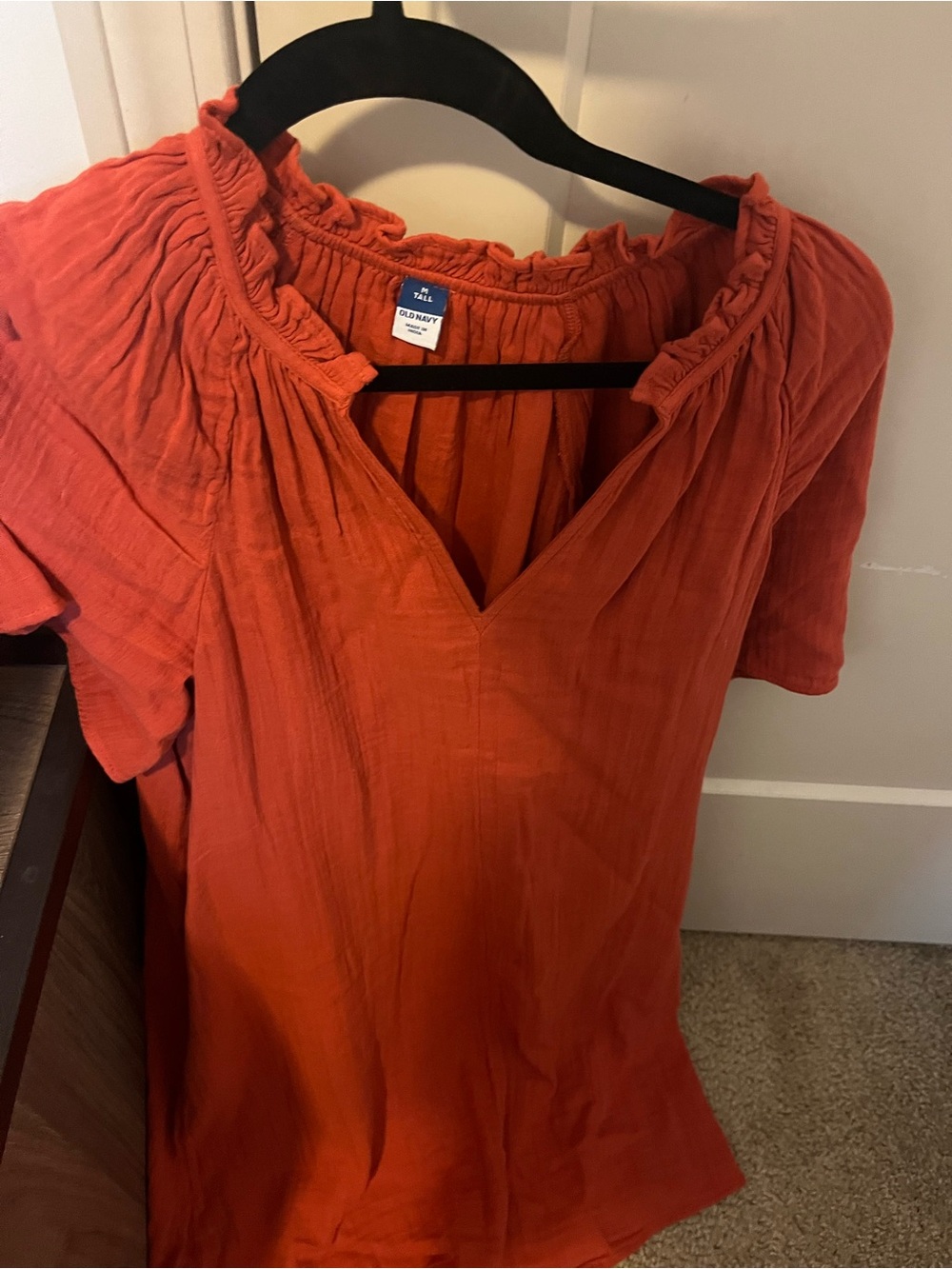 Old Navy Women's Burnt Orange Short Sleeve V-Neck Tunic